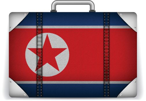 North Korea Travel Luggage with Flag for Vacation