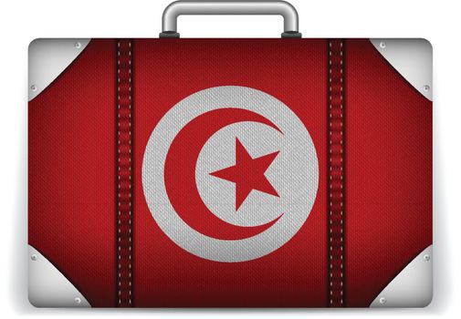 Tunisia Travel Luggage with Flag for Vacation