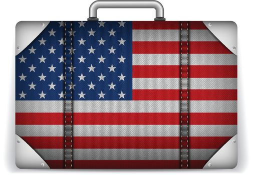 USA Travel Luggage with Flag for Vacation
