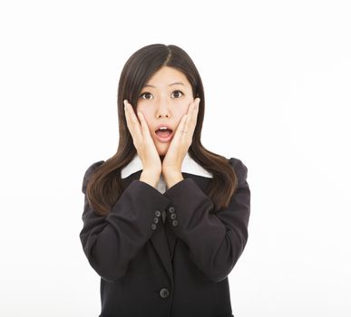 Businesswoman surprised or scared expression
