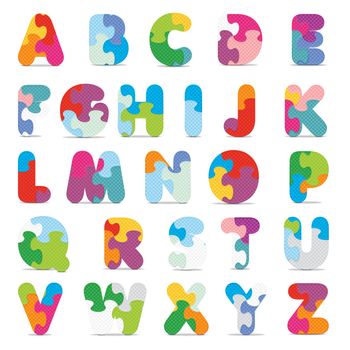 Alphabet written with puzzle - vector illustration