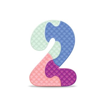 Number 2 written with alphabet puzzle - vector illustration