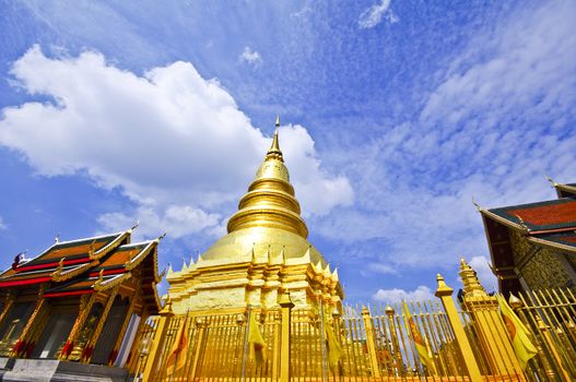 Golden Pagoda at Wat Phra That Hariphunchai , Lamphun Province, 