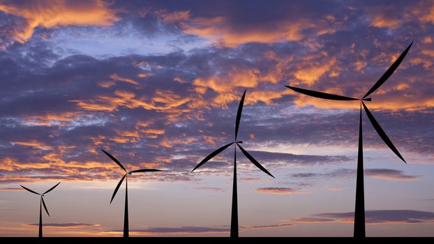  Wind turbine silhouette sunset or sunrise economic system backg