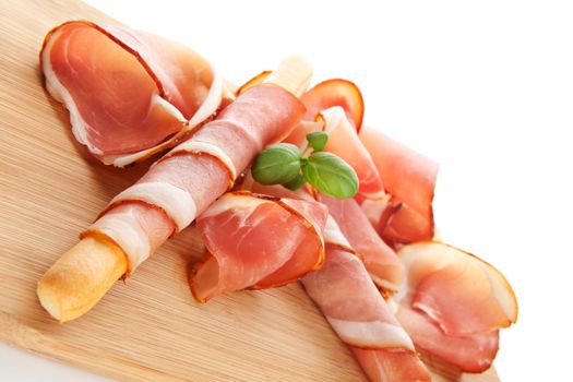 Prosciutto background. Delicious eating. 