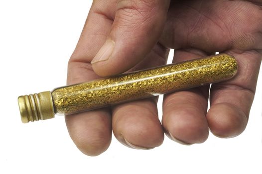 tubes of glitter alluvial gold found in France