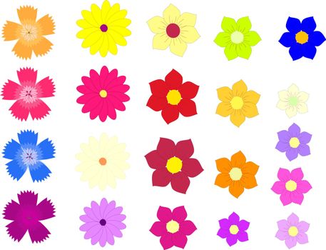 Vector of colorful flowers isolated on a white background