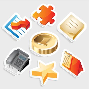 Sticker icon set for business symbols