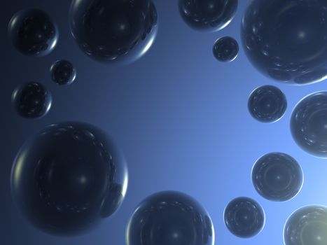 bubbles on blue background - abstract 3d illustration