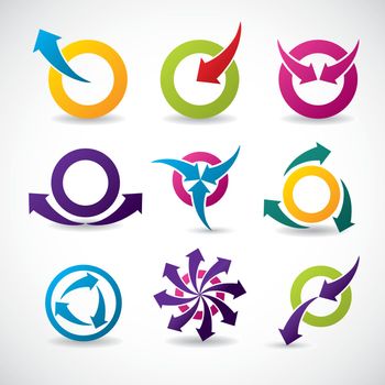 Abstract icon set with arrows and circles