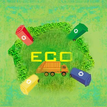 ecology card design, segregation of garbage 