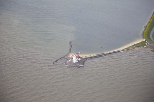 Famous Dutch lighthouse at Marken, The Netherlands from above