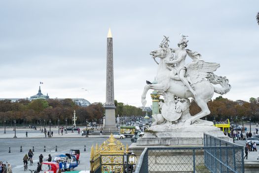PARIS, FRANCE - OCTOBER 20: The Obelisque seen from the horsesho