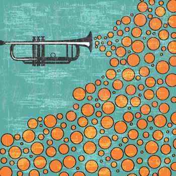 Music background with trumpet and balls