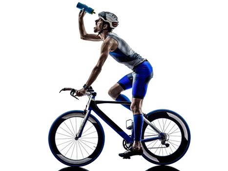 man triathlon iron man athlete cyclists bicycling drinking