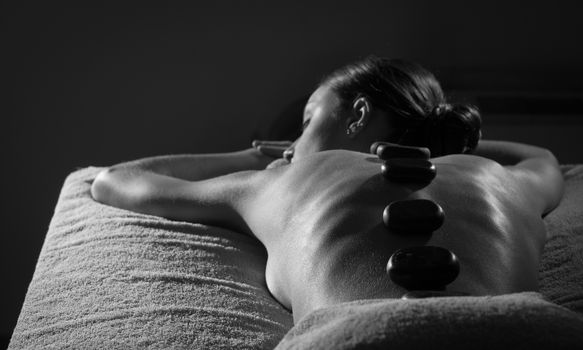 Hot stone massage at spa