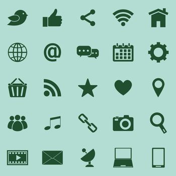 Social media color icons on green background