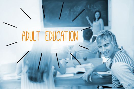 Adult education against students in a classroom