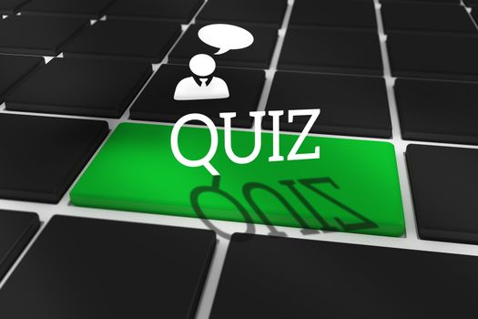 Quiz against black keyboard with green key