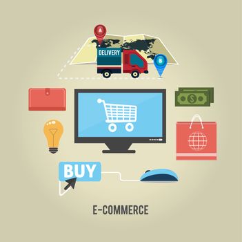 E-commerce infographic concept of purchasing