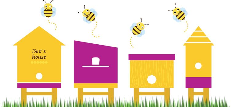 Bee houses spring collection vector