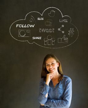 Businesswoman, student or teacher social media