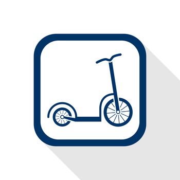 square blue icon scooter with long shadow