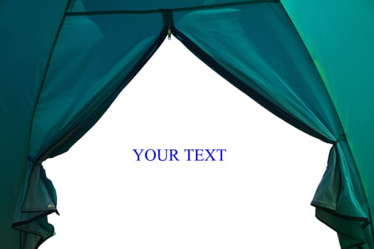view from a touristic tent to white background, use for background