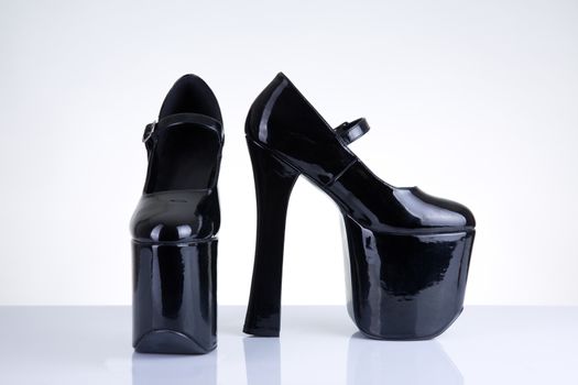 Black platform high heel shoes 