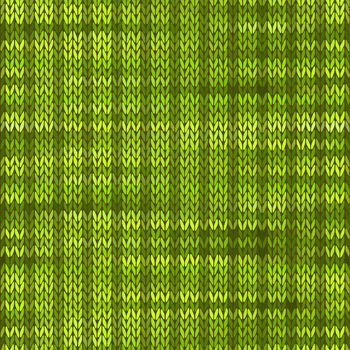 Style Seamless Knitted Melange Pattern. Green Color Vector Illus