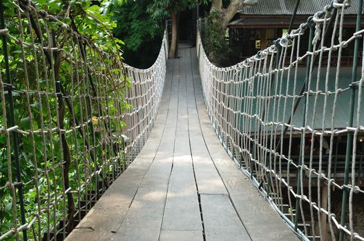 Suspension bridge across the water