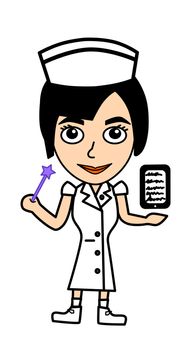 Nurse holding scepter and tablet