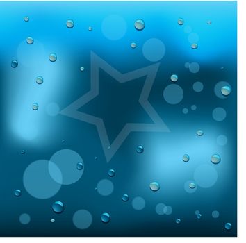 Rain drop with star on glass background