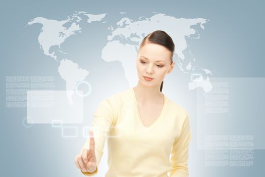 businesswoman working with touch screen