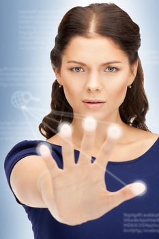 businesswoman working with touch screen