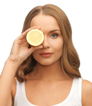 woman with lemon slice