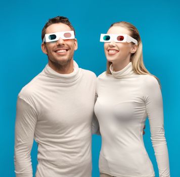 man and woman with 3d glasses