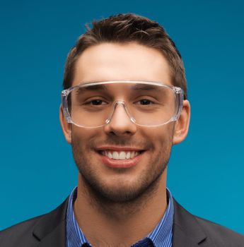 businessman in protective glasses