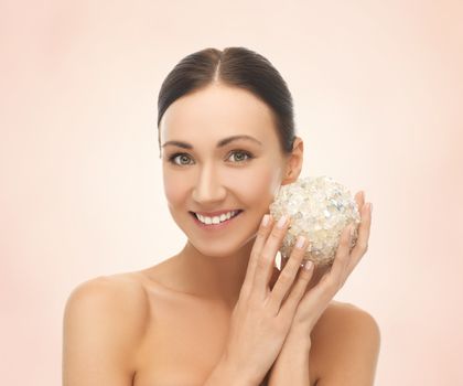 woman with salt ball for bathing