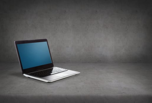 laptop computer with blank black screen