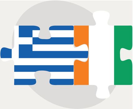 Greece and Ivory Coast Flags in puzzle