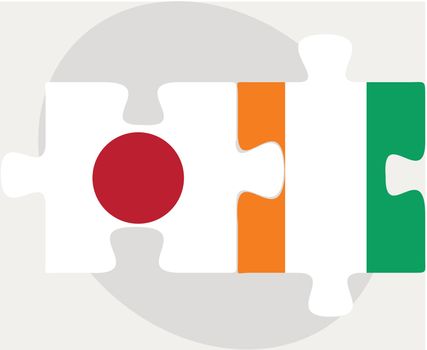 Japan and Ivory Coast Flags in puzzle