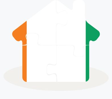 house home icon with Ivory Coast flag in puzzle