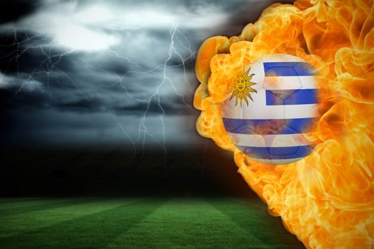 Fire surrounding uruguay flag football