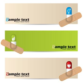 Medical banner set with plastered capsules