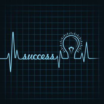 heartbeat make success word and light-bulb stock vector