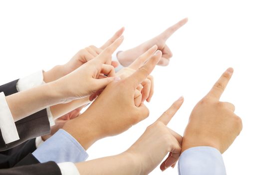 business people hands  showing the same direction