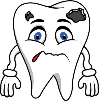 Vector Illustration Of Sad tooth