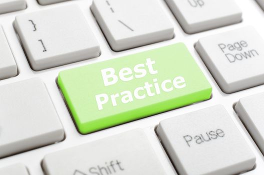 Green best practice key on keyboard