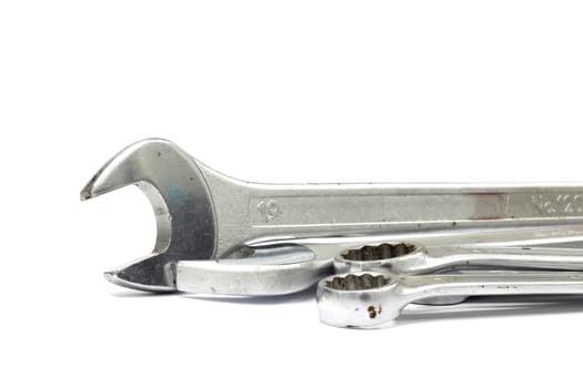 isolated white bac kground  Stainless Steel Wrench close up